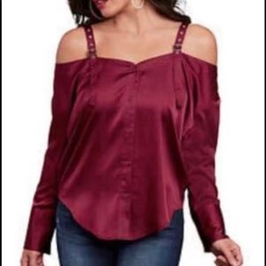 Silky cold shoulder top